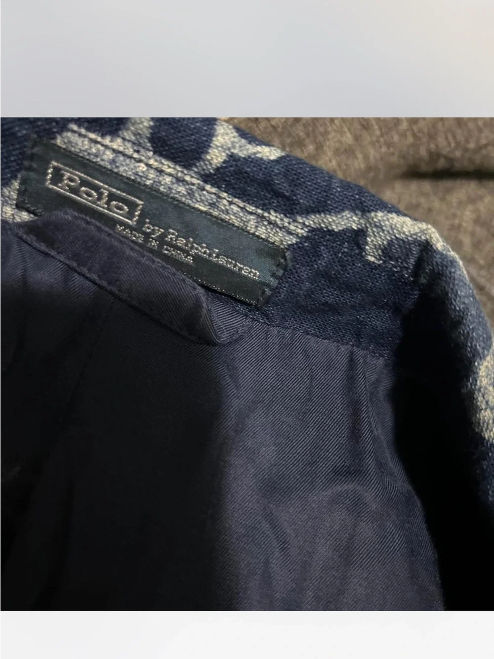 Polo by Ralph Lauren  vintage Navy and Light Gray Patterned Blazer